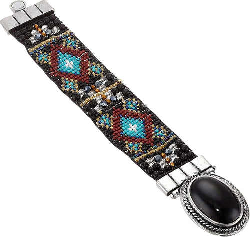 M&F Western Women's Criss Cross Tribal Cuff Bracelet Black One Size --|-- 16709