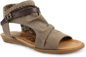 Blowfish Malibu Blitz Wedge Sandal Womens Size 11M Mud Smokey Twill --|-- 600