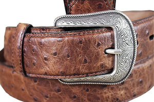 3D Belt Co. Men's Vintage Ostrich Print Leather Belt --|-- 7915