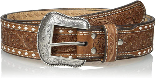 Nocona Men's Natural Wide Cross Buckstitch, Medium Brown, 36 --|-- 1046