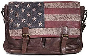Scully 946-30-25 Americana Stars & Stripes Leather Flapover Brief Case Brown --|-- 17256
