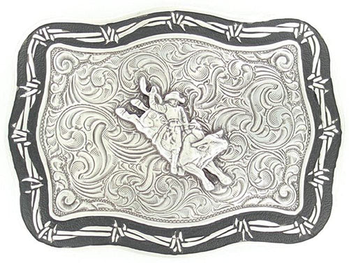 Crumrine Mens MF and Black Bull Rider Buckle Silver --|-- 13153