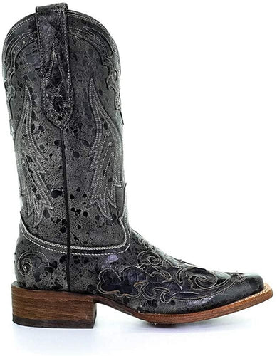 Corral Boots Women's Black Snake Inlay Boots --|-- 3976