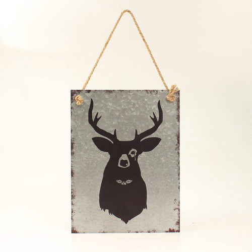 M&F Western 9500005 Black Deer Metal Wall Hanging, Silver & Black --|-- 17576