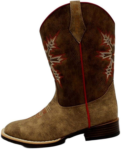 Double Barrel Boys' Clay Western Boot Square Toe --|-- 2605