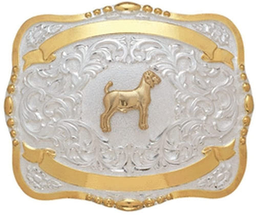 Crumrine Western Belt Buckle Womens Goat 3 1/4 x 4 1/2 Gold White 384M --|-- 15141