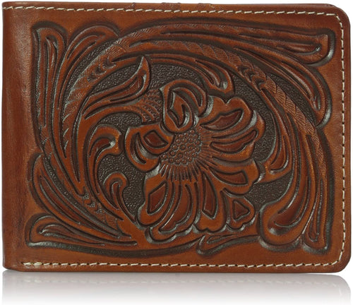Nocona Belt Co. Men's Nocona Floral Bifold Pass, Tan, One Size --|-- 1227