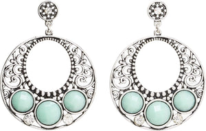 M&F Western Women's Turquoise Disc Hoop Earrings Silver/Turquoise One Size --|-- 17686