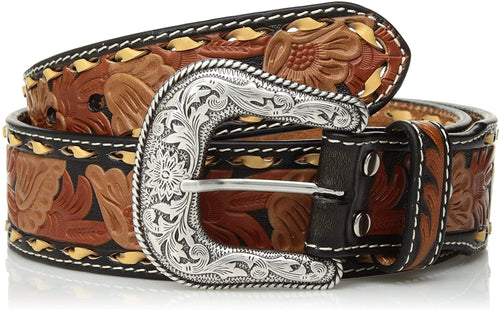 Nocona Belt Co. Unisex-Adult's Nocona Multi-Finish Buckstitch Taper Belt --|-- 11249