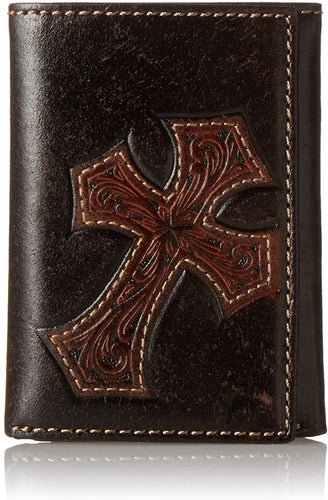 Nocona Men's Diagnol Cross Embose Trifold, Brown, One Size --|-- 1277