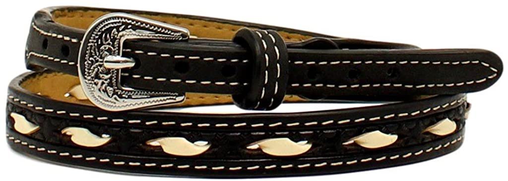 M&F Western Black Leather Ivory Rawhide Hatband OS --|-- 16710