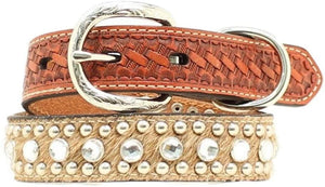 Double Barrel Rhinestone & Nailhead Dog Collar --|-- 7337