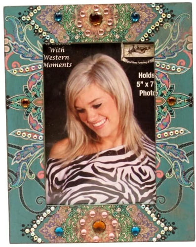 HorseSaddleShop Turquoise Paisley Crystal Studded Frame Paisley Frame --|-- 18042