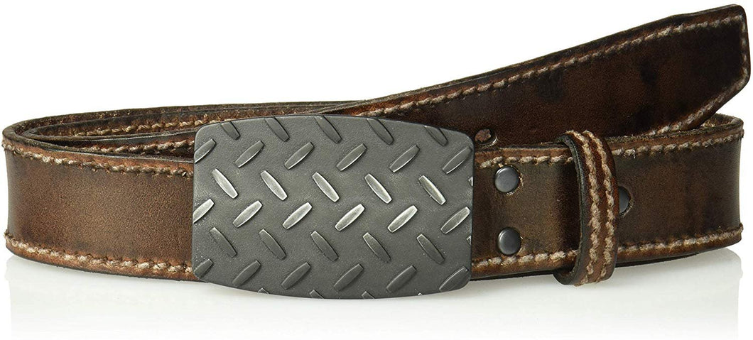 Ariat Men's Basic Stitch Edge Diamond Plate Buckle Belt, brown, 34 --|-- 1110