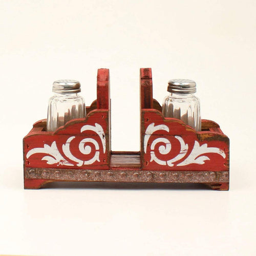 M&F Western 94103 Salt & Pepper Napkin Holder Shaker Set44; Red --|-- 8490