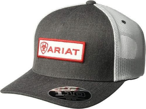 ARIAT Men's 5-Panel Center Name Patch Flex 110, Gray, One Size --|-- 13282