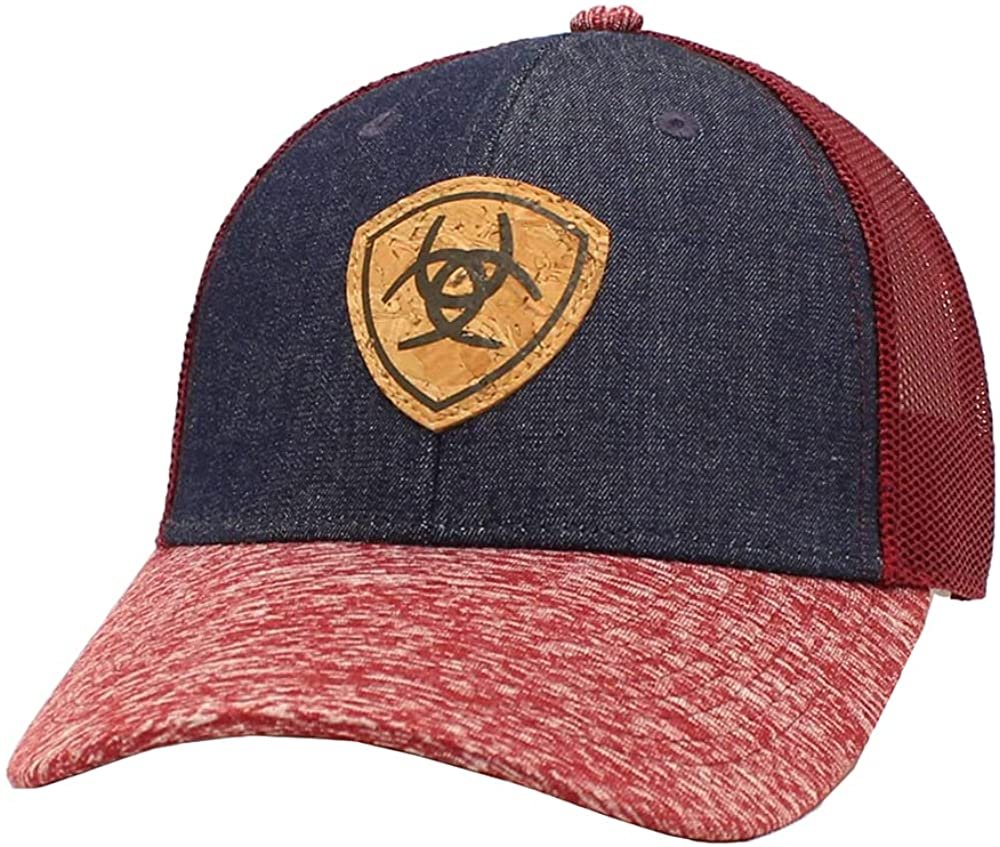 ARIAT Ladies Heather and Cork Patch Denim/Red Adjustable Snapback Hat --|-- 18009