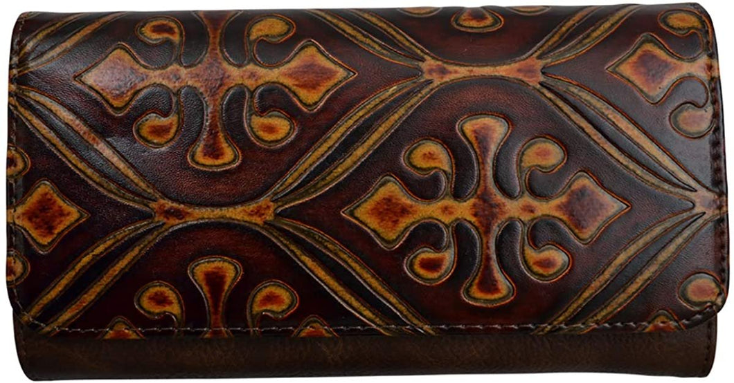 3D Belt DWC2013 Wallet Clutch Embossed Brown PU Leather --|-- 19180