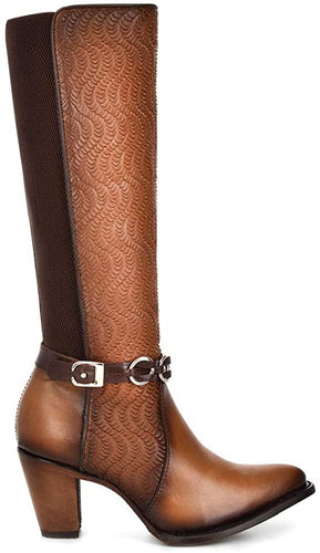 CUADRA Women's Tall Boot in Bovine Leather with Zipper and Elastic --|-- 6930