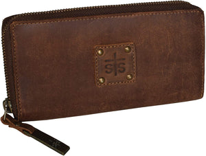 Sts Ranchwear Women'S Distressed Brown Leather Baroness Bi-Fold Zip Wallet --|-- 694