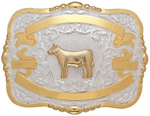 Crumrine Western Belt Buckle Kids Calf Steer 3 1/4 x 4 1/2 Gold 384E --|-- 19322