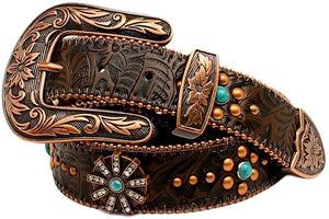 Nocona Belt Co. Women's Floral Embossed Spiral Rowel Concho Copper Large --|-- 1226