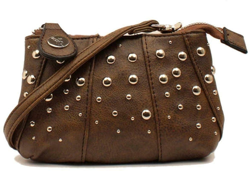 M&F Western DHB1083 Women Angel Ranch Studded Crossbody Purse, Brown --|-- 11943