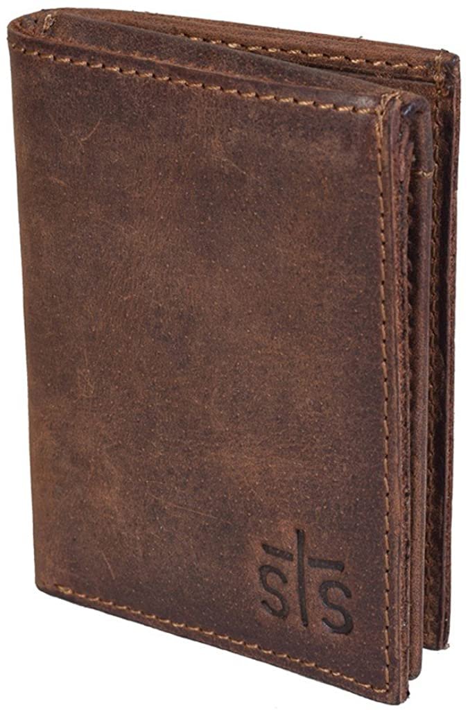 STS Ranchwear Men's Foreman Tri-fold Wallet, Distressed Brown Leather, One Size --|-- 696