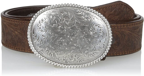 Nocona Men's Brown Basic Floral-Buckle Belt --|-- 5992