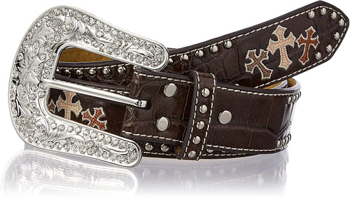 Nocona Belt Co. Women's Crocodile Tri Cross Nail Edge Belt --|-- 13527