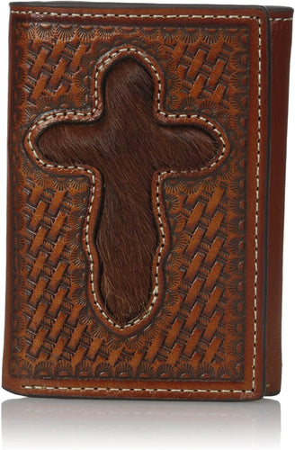 Nocona Men's Pro Hair Cross Inlay Trifold --|-- 19145
