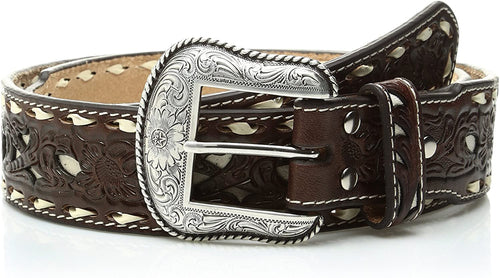 Nocona Belt Co. Men's Nocona Brown Tope Inlay Buck Taper Belt --|-- 18240