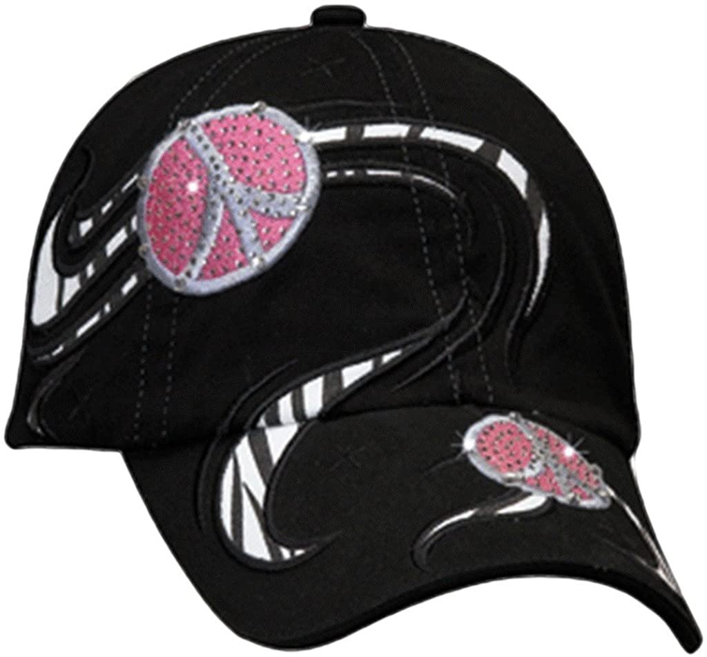 Blazin Roxx Women's Peace Sign Swirl Crystals Cap, Black, OS --|-- 19006