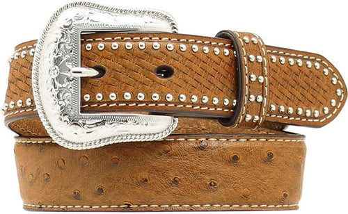 Nocona Boy's Ostrich Print Strap Conchos Belt --|-- 19623
