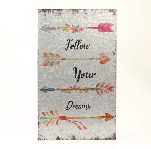 M&F Western 9500008 Follow Your Dreams Wording Metal Wall Hanging, Silver --|-- 16597