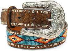 Load image into Gallery viewer, Ariat Kid&#39;s Southwest Beaded Hair-On Belt Brown Size 18 --|-- 3543
