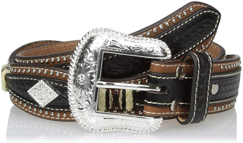 Nocona Belt Co. Men'S Pro Diamond Scalop, Black/Medium Brown, 34 --|-- 1111