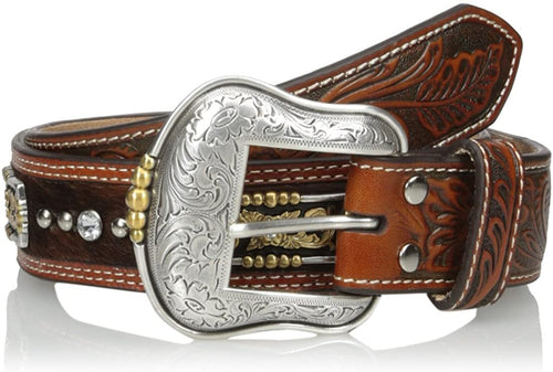 Nocona Men's 2-Tone Bar Concho Hide Belt --|-- 6010
