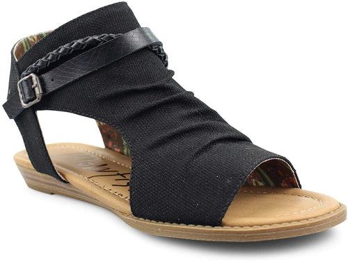 Blowfish Malibu Blitz Wedge Sandal Womens Size 9M Black Exotic Dye-Cut --|-- 597