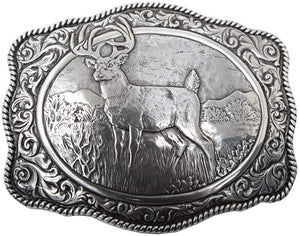 Nocona Men's Crumrine Silver Deer Scaloped Buckle, One Size --|-- 1505