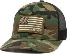 Load image into Gallery viewer, ARIAT Men&#39;s Camo Snap Back Embroidered USA Flag Cap --|-- 17533
